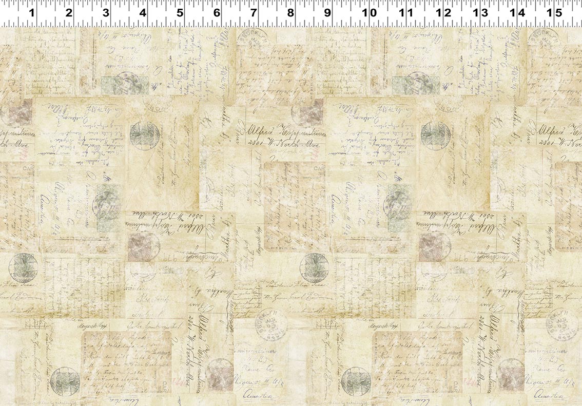 Harmony Quilt Fabric - Postcards in Dark Butter Cream - Y4583-60
