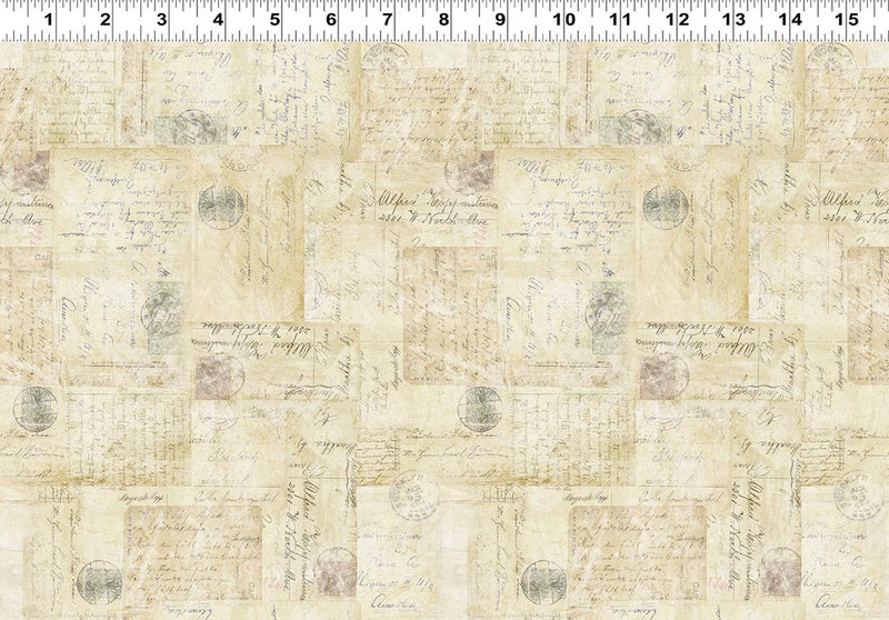 Harmony Quilt Fabric - Postcards in Dark Butter Cream - Y4583-60