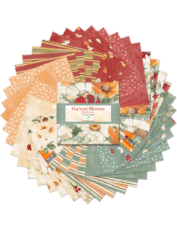 Harvest Blooms Quilt Fabric - 5 Karat Crystals - set of 42 5" squares - 508 869 508