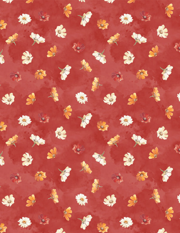Harvest Blooms Quilt Fabric - Flowers Toss in Red - 3028 30102 383