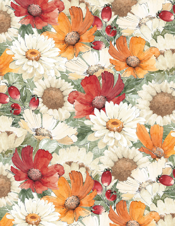 Harvest Blooms Quilt Fabric - Packed Florals in Multi - 3028 30100 137