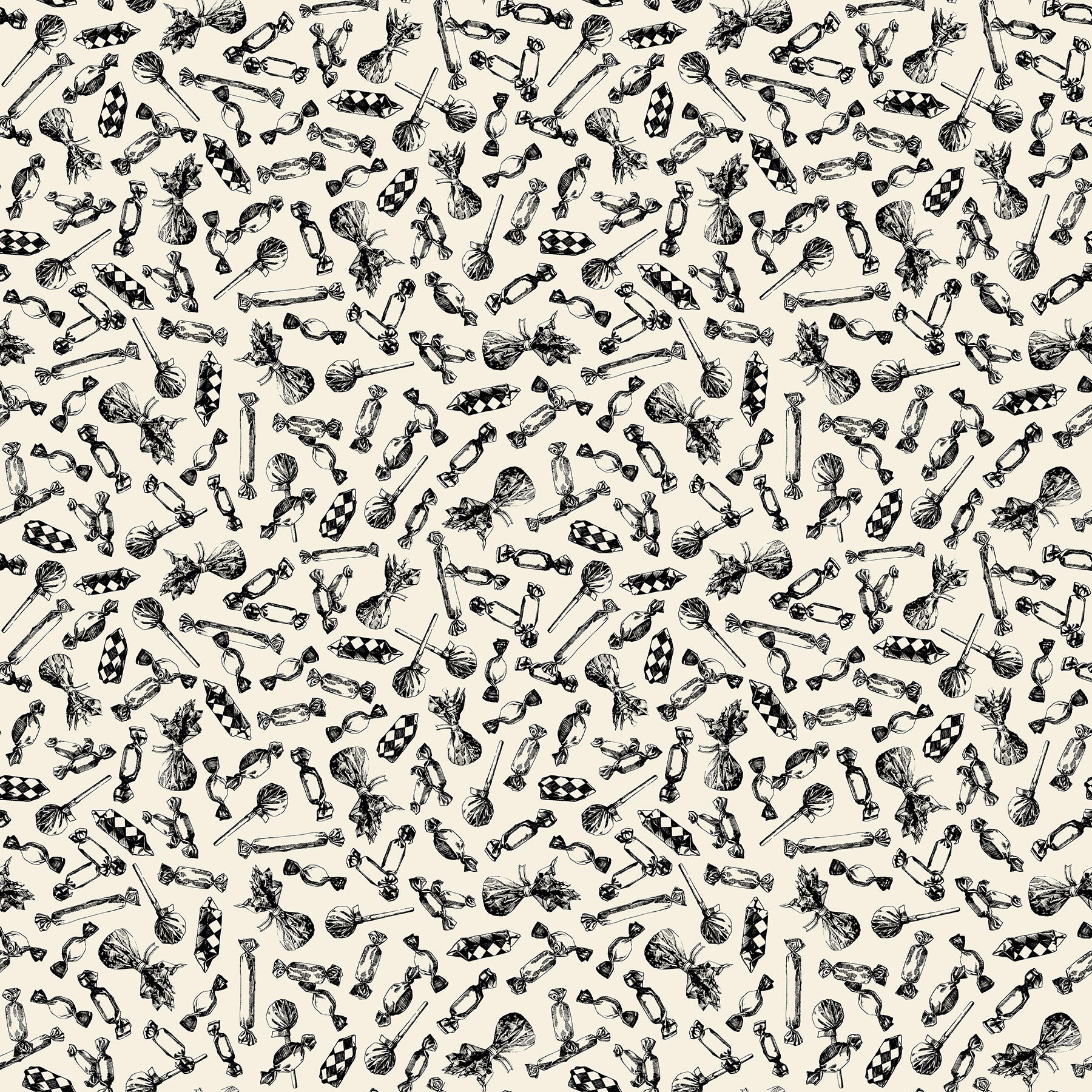 Haunted Hollow Quilt Fabric - Beggars Bounty in Black and Bone Black/Cream - 10717-12