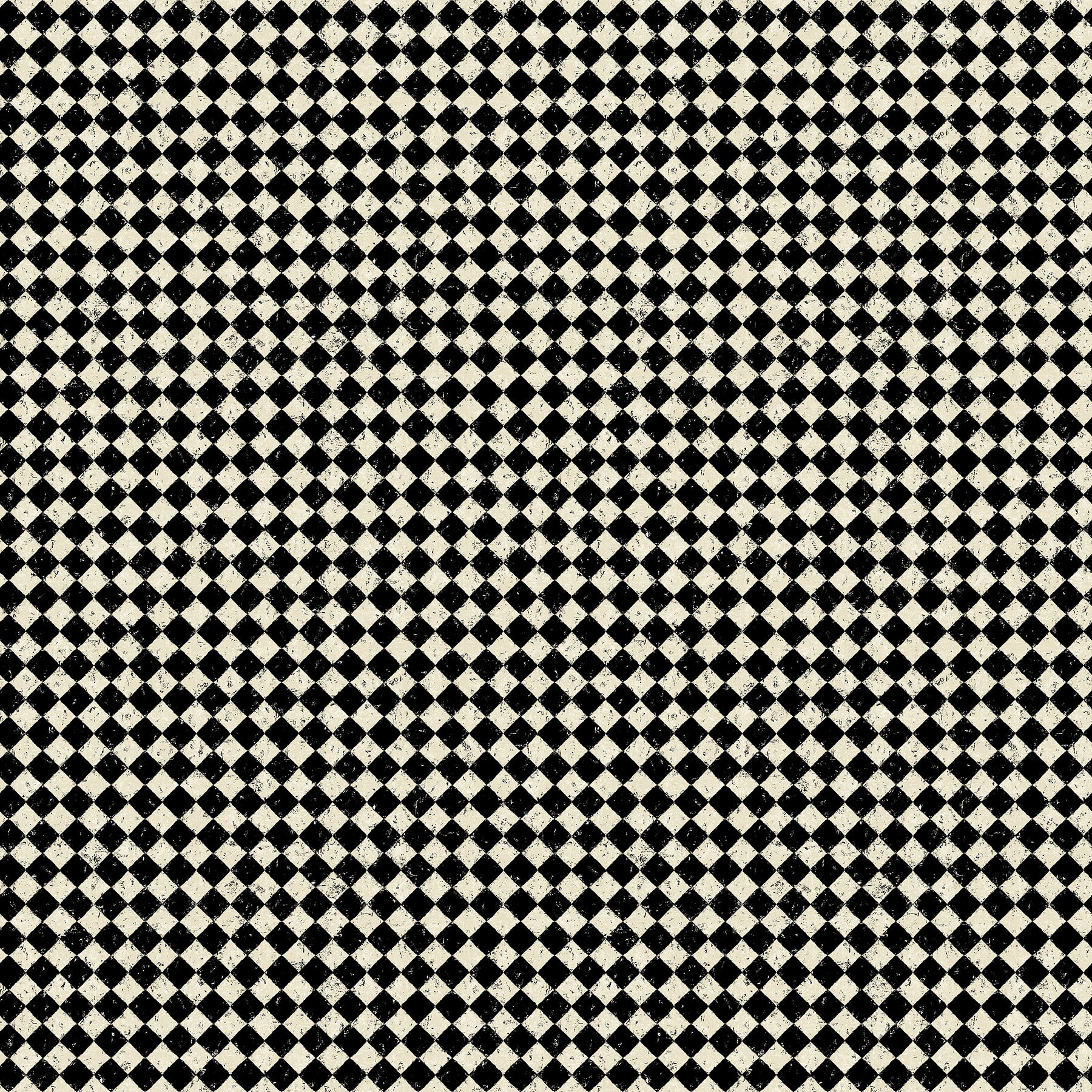 Haunted Hollow Quilt Fabric - Distressed Check in Black and Bone Black/Cream - 10710-12