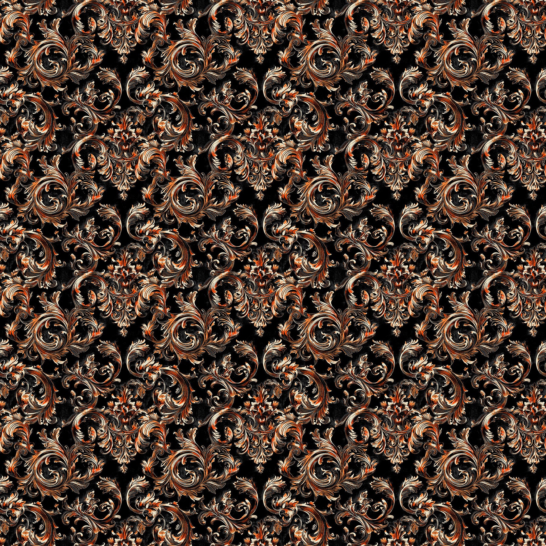 Haunted Hollow Quilt Fabric - Flourish in Halloween Black/Orange - 10715-99