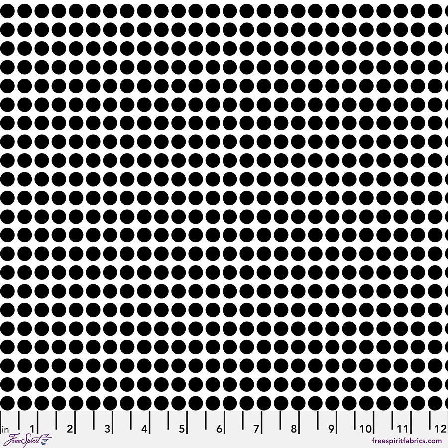 Heat Wave Quilt Fabric - Glorious in White/Black Dots - PWKP051.WHITE