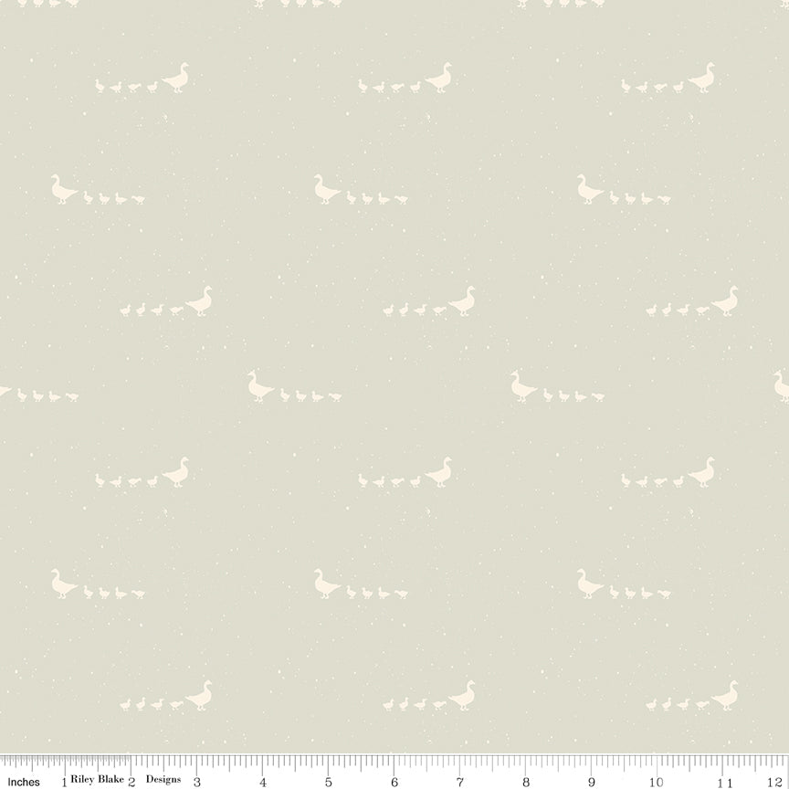 Hedgerow Haven Quilt Fabric - Geese Linen (Light Green) - C18184-LINEN