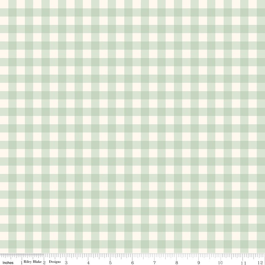 Hedgerow Haven Quilt Fabric - Gingham Whisper (Light Green) - C18186-WHISPER