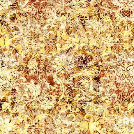 Heirloom Quilt Fabric - Floral Scroll Blender in Tan/Gold - 1649 29544 A
