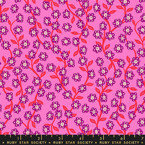 Hello Alice Quilt Fabric by Ruby Star Society - Chatty Garden in Lipstick Pink - RS2128 13