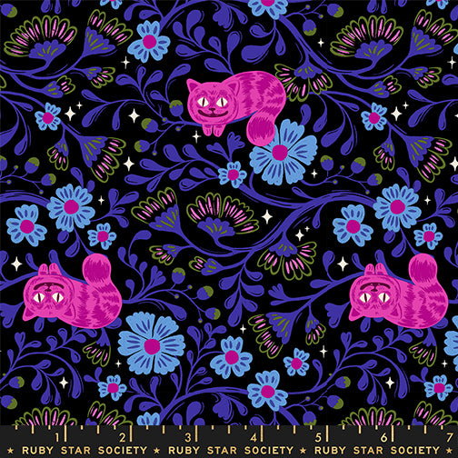Hello Alice Quilt Fabric by Ruby Star Society - Cheshire Cat in Black - RS2123 14