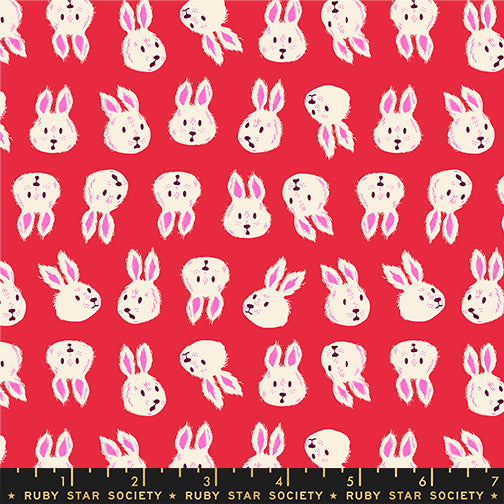Hello Alice Quilt Fabric by Ruby Star Society - Rushing Rabbit in Ruby Red - RS2125 13