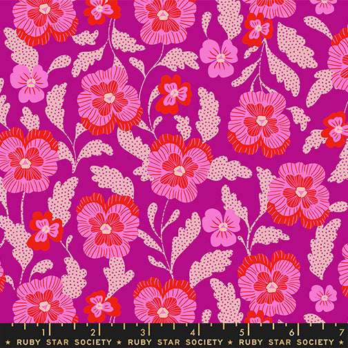 Hello Alice Quilt Fabric by Ruby Star Society - Violet (Pansies) in Berry Purple - RS2126 13