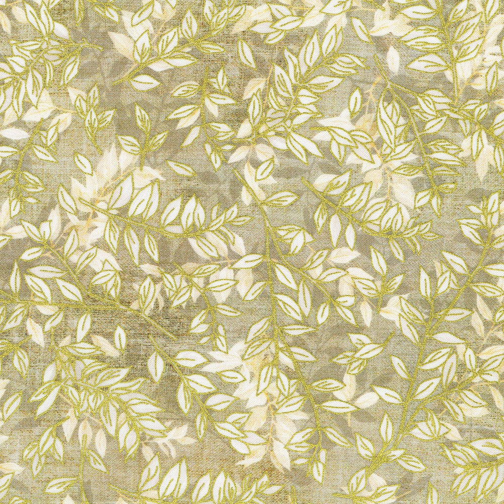 Hello Fall Quilt Fabric - Leafy Branches in Linen Cream - AWHDM-23919-156 LINEN