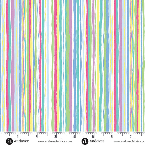 Hello Spring Quilt Fabric - Wavy Stripe in Multi - MU-090-1