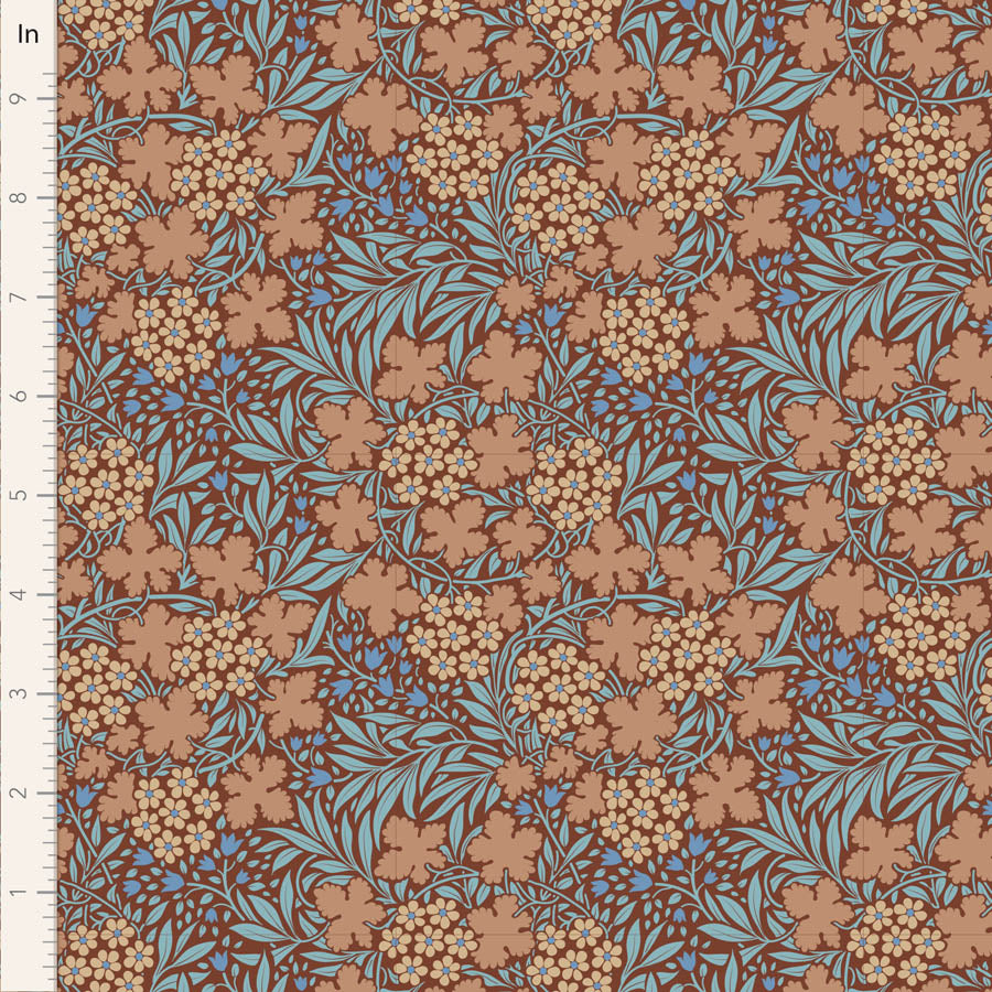 Hibernation Quilt Fabric by Tilda - Autumnbloom in Hazel Brown/Blue - 100534