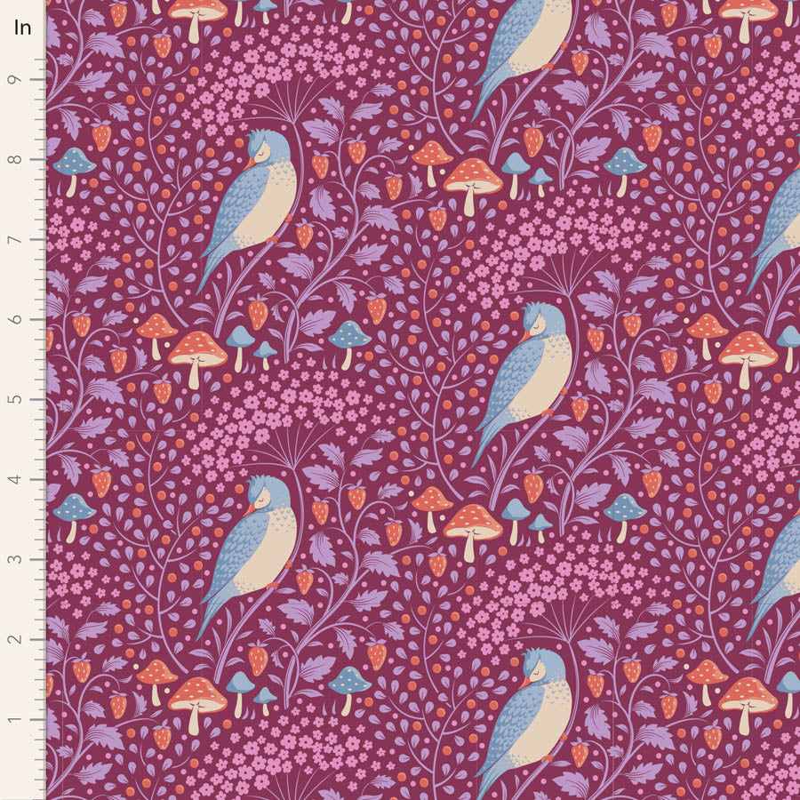 Hibernation Quilt Fabric by Tilda - Sleepybird in Mulberry Purple - 100528