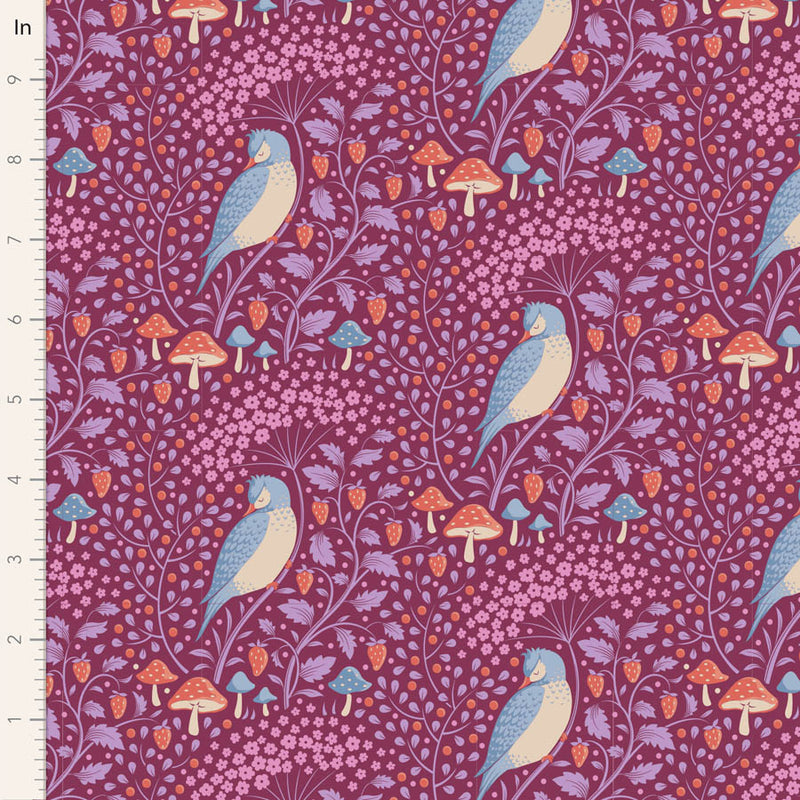Hibernation Quilt Fabric by Tilda - Sleepybird in Mulberry Purple - 100528