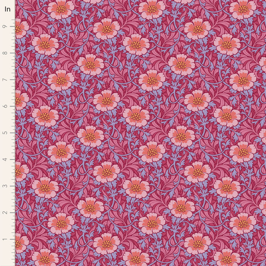 Hibernation Quilt Fabric by Tilda - Winterrose in Hibiscus Red - 100527