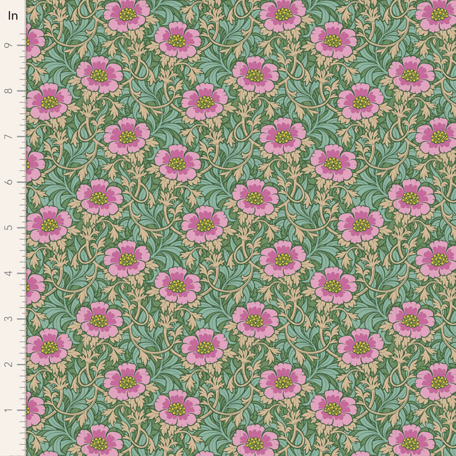 Hibernation Quilt Fabric by Tilda - Winterrose in Sage Green - 100537