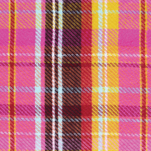 Highland Flannel Quilt Fabric -  Meadow Plaid in Flower Meadow Pink (Twill) - F-42800 - COTTON FLANNEL
