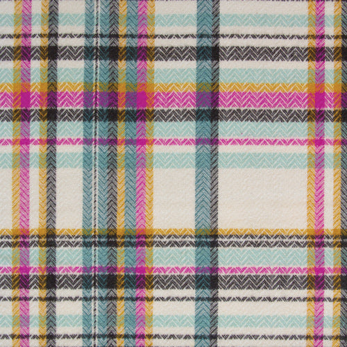Highland Flannel Quilt Fabric -  Sketch Plaid in Tealberry Cream Multi (Herringbone) - F-22807 - COTTON FLANNEL