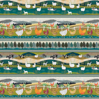 Highland Walk Quilt Fabric - Border Stripe in Teal - 4596-67
