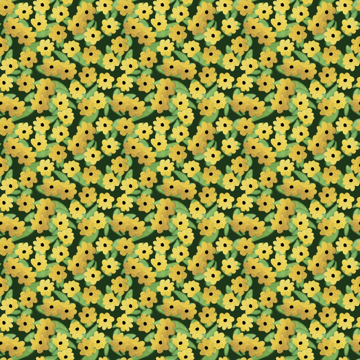 Highland Walk Quilt Fabric - Ditsy Flowers in Amber Gold - 4601-44
