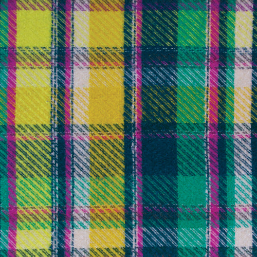 Highland Flannel Quilt Fabric -  Royal Plaid in Sunrise Yellow/Multi (Twill) - F-22802 - COTTON FLANNEL