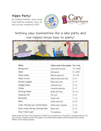 Row by Row Experience 2023 Paper Pattern - Hippo Party!