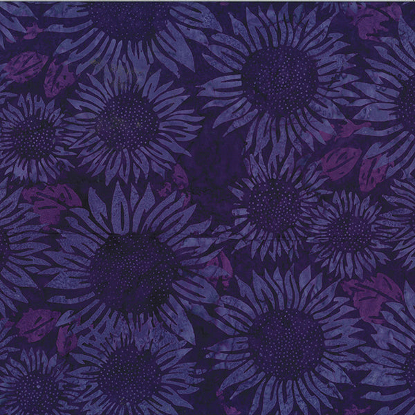 Hoffman Bali Batik Quilt Fabric - Brilliant Gems Sunflower in Violet Purple - V2546-81 VIOLET