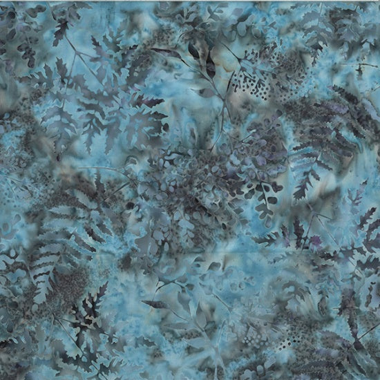 Hoffman Bali Batik Quilt Fabric - Stone Fossil Mixed Fern in Slate Blue Gray - V2529-92 SLATE