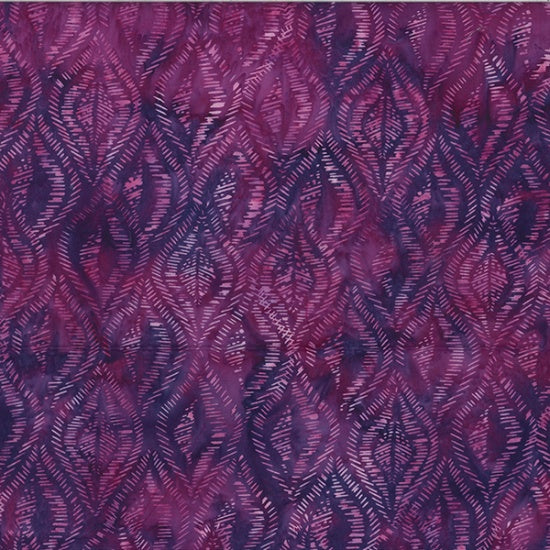 Hoffman Bali Batik Quilt Fabric - Violet and Pink Skies Ogee in Marsala Purple - V2539-423 MARSALA