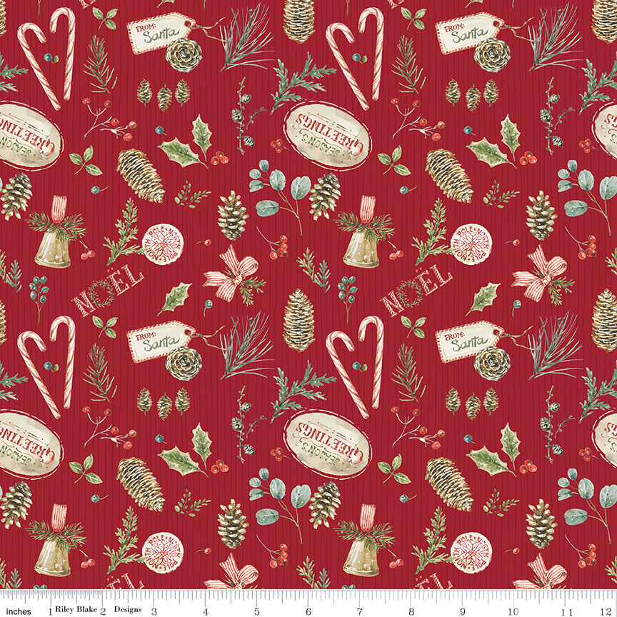 Holiday Spirit Quilt Fabric - Christmas Toss in Red - CD17461-RED