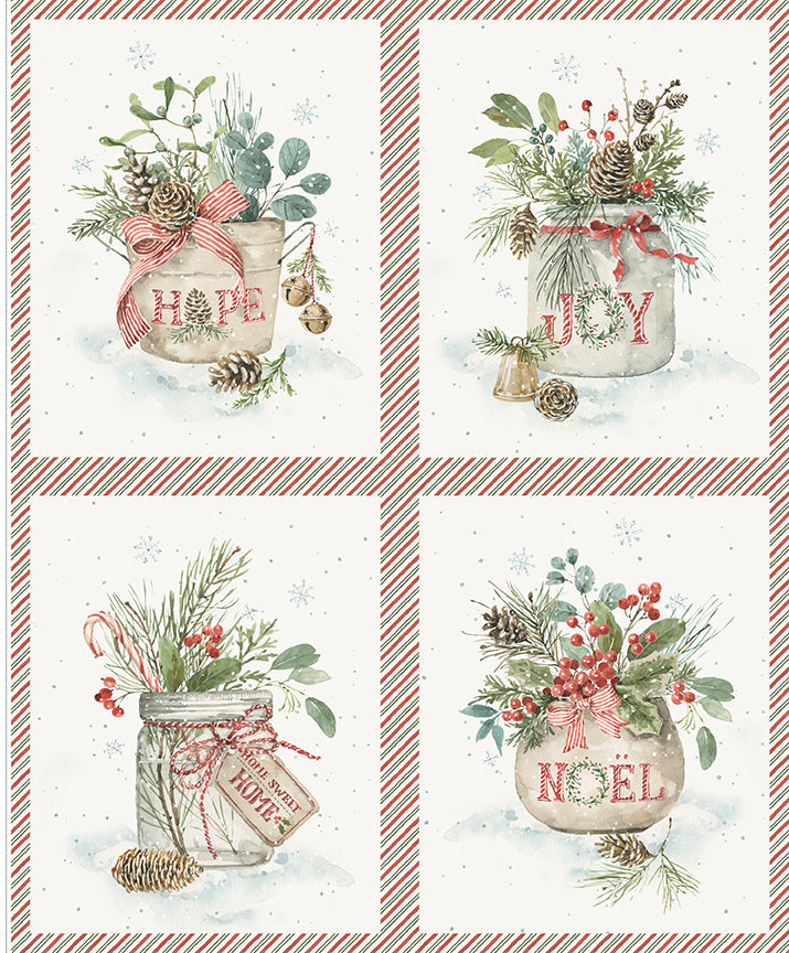 Holiday Spirit Quilt Fabric - Season's Greetings Pillow Panel - PD17467PANEL - SOLD AS A 35" PANEL