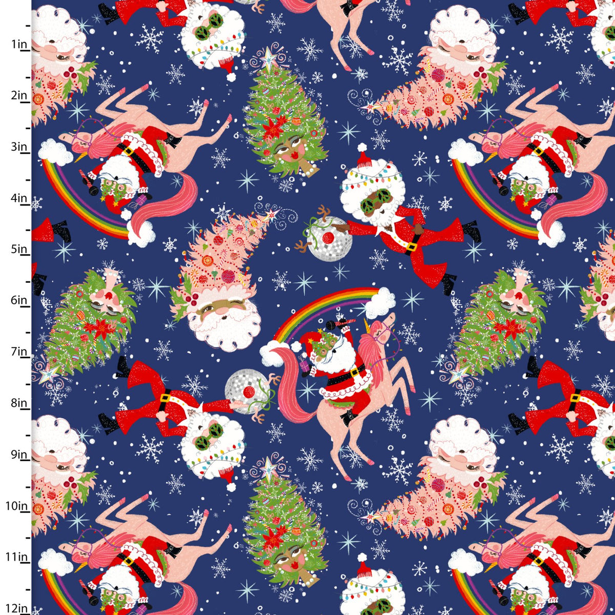 Holidazzle Quilt Fabric - Deck the Disco in Navy - 23772-NVY