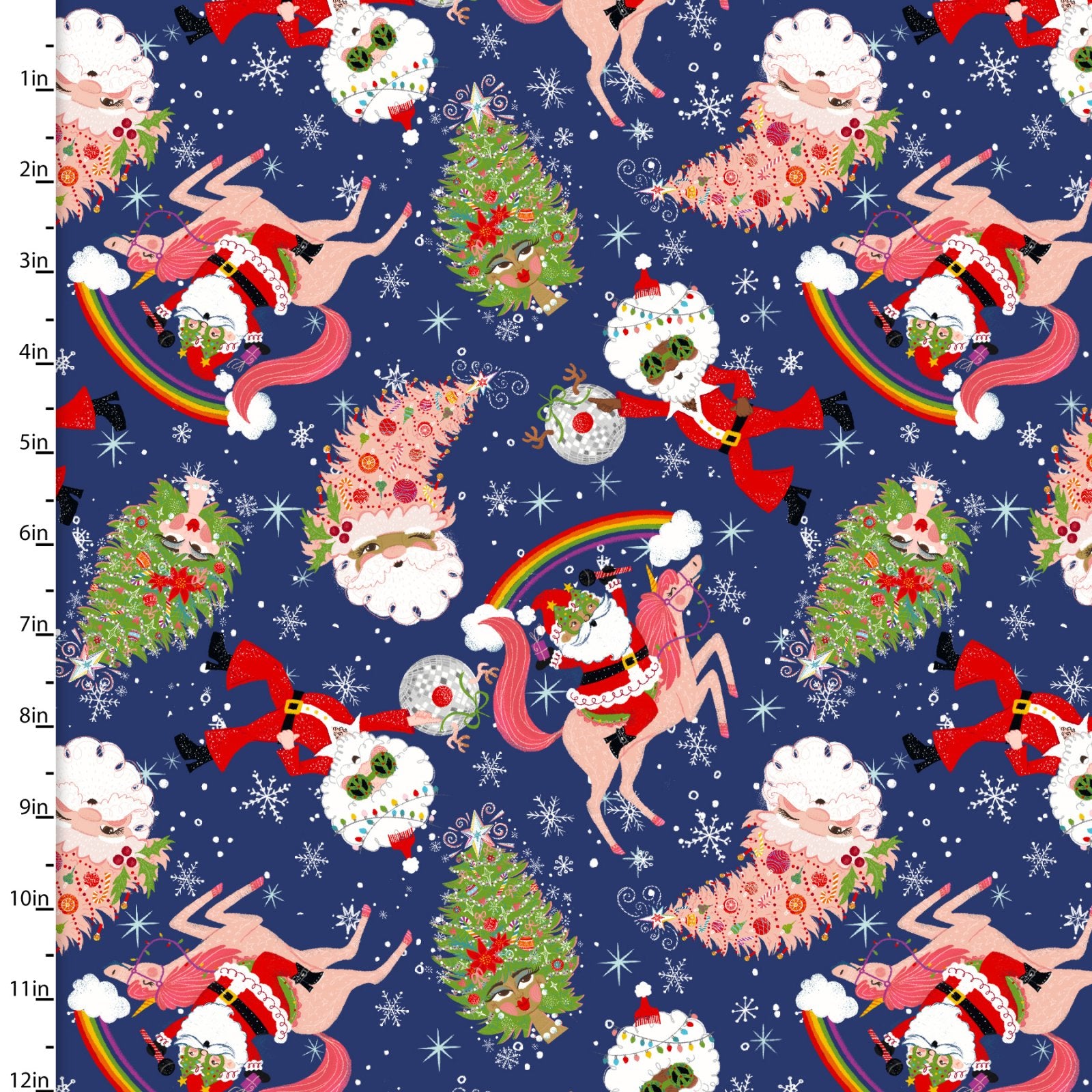 Holidazzle Quilt Fabric - Deck the Disco in Navy - 23772-NVY