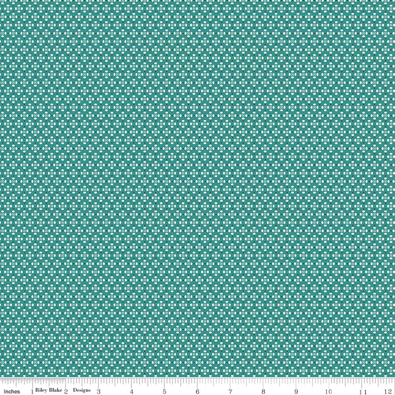 Home Town Quilt Fabric by Lori Holt - Dansie in Teal - C13595-TEAL