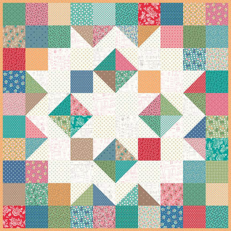 Home Town Quilt Fabric by Lori Holt - Friendship Star Table Topper Kit - KT-13581