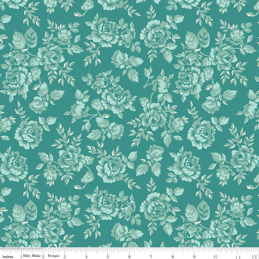 Home Town Quilt Fabric by Lori Holt - Parry in Teal - C13580-TEAL