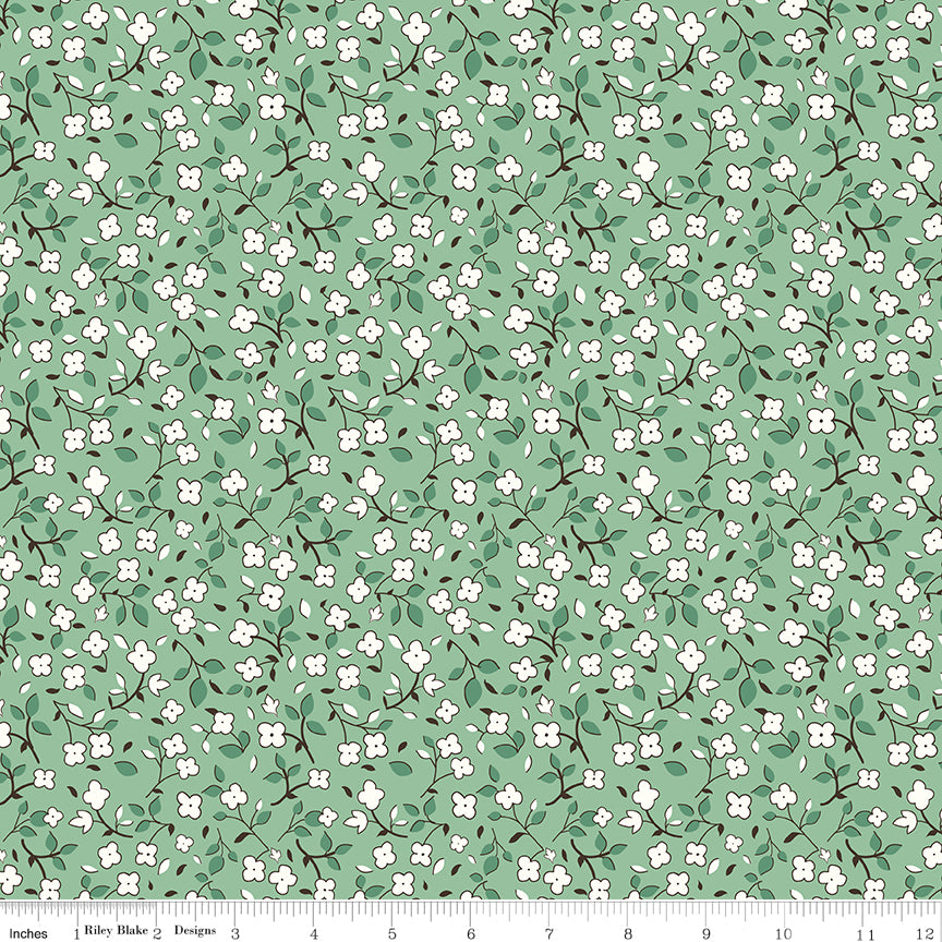 Home Town Quilt Fabric by Lori Holt - Swasey in Leaf Green - C13590-LEAF