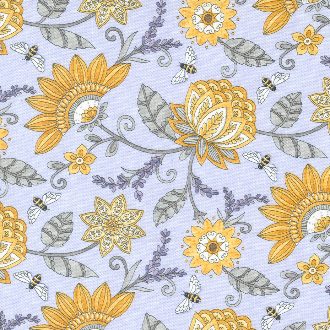 Honey Lavender Quilt Fabric - Floral Jacquard in Soft Lavender - 56080 18