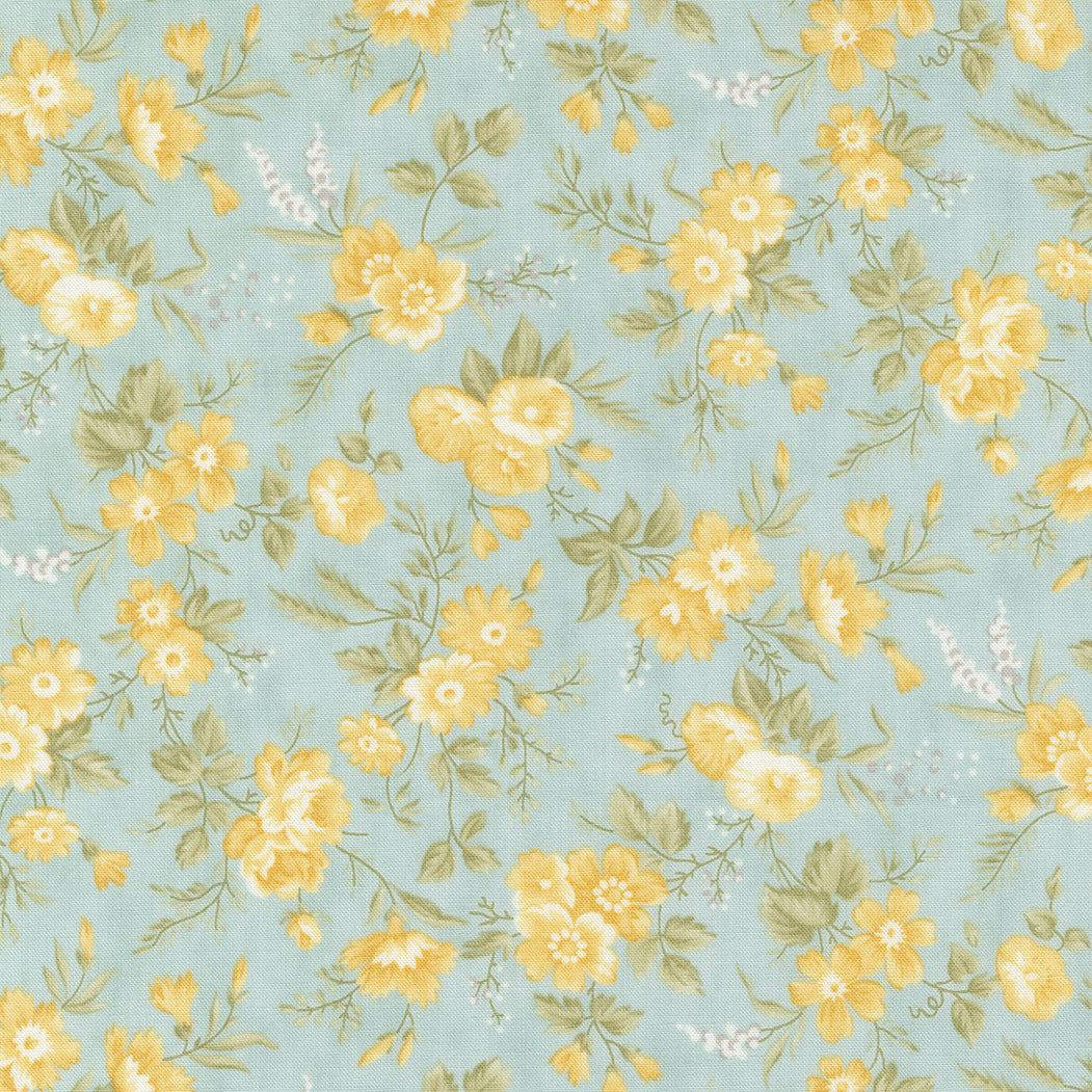 Honeybloom Quilt Fabric - Sweet Blossoms in Water Aqua/Multi - 44342 12
