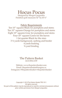 Hocus Pocus Quilt Pattern from The Pattern Basket - TPB1911