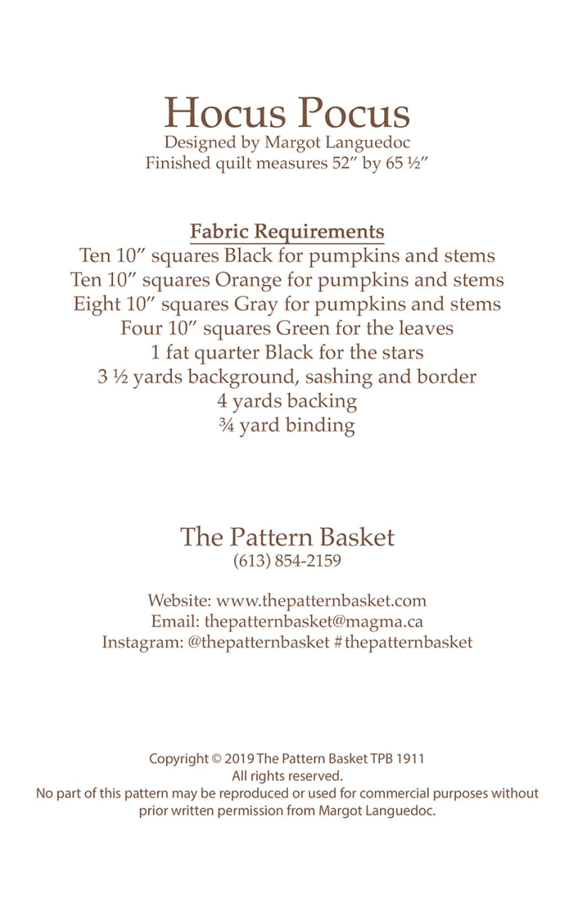 Hocus Pocus Quilt Pattern from The Pattern Basket - TPB1911