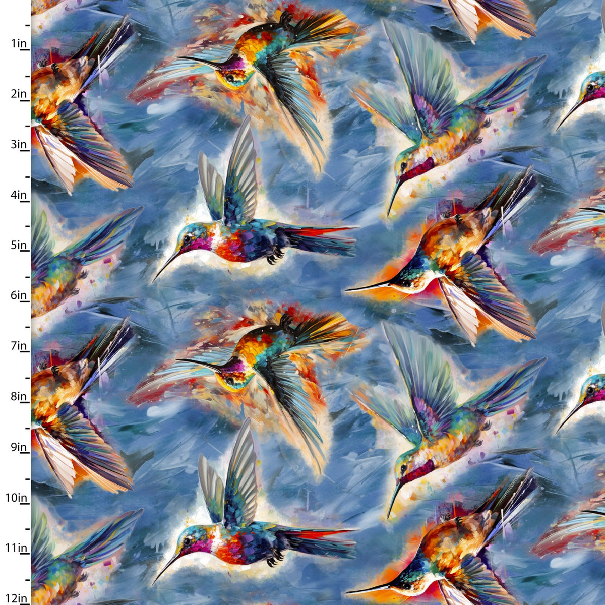 Hummingbird Bouquet Quilt Fabric - Fanciful Flyers in Blue - 22960-BLU