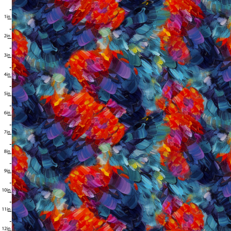 Hummingbird Bouquet Quilt Fabric - Flutter Texture in Multi - 22959-MLT