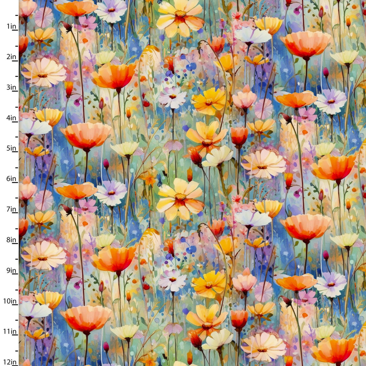 Hummingbird Bouquet Quilt Fabric - Poppy Field in Multi - 22961-MLT