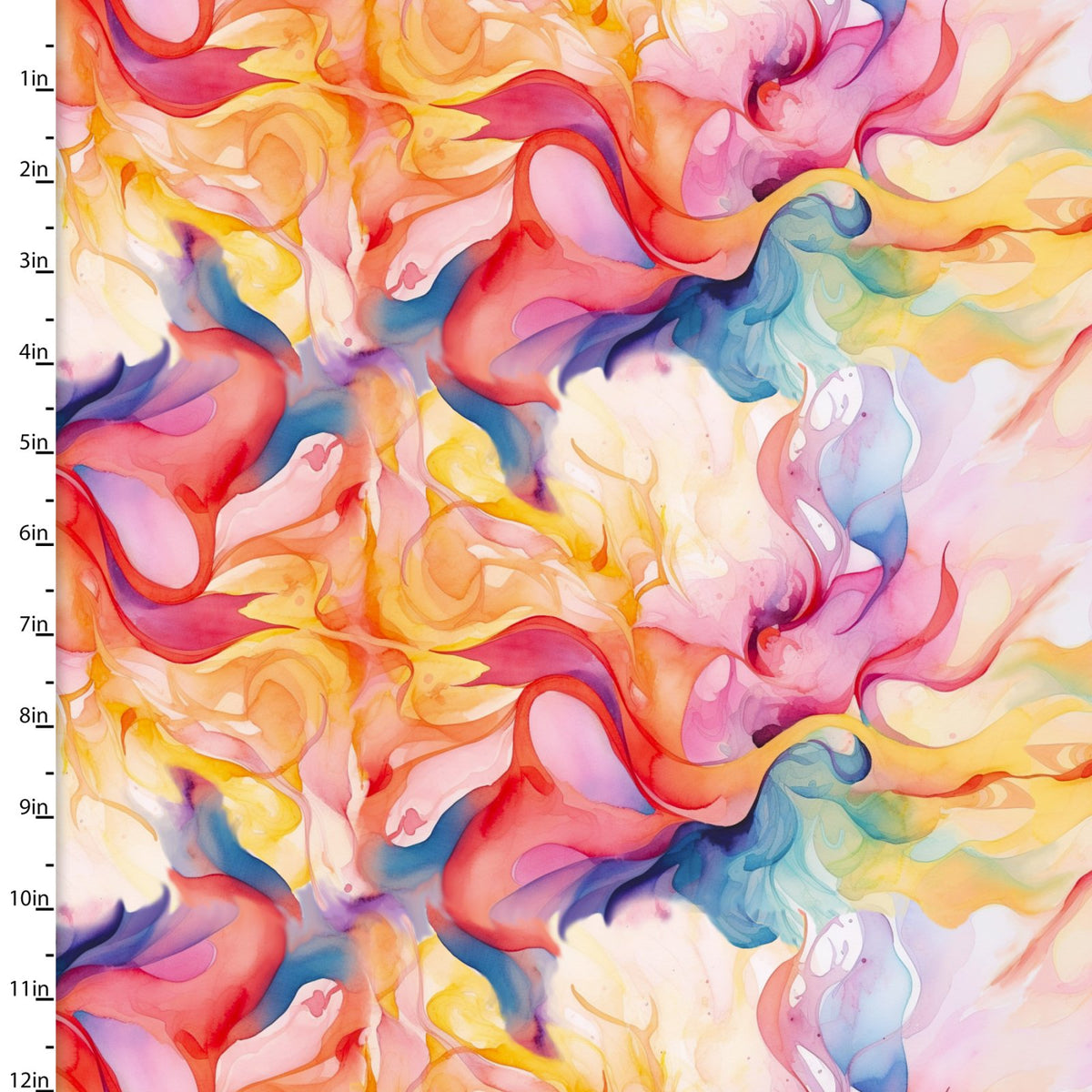 Hummingbird Bouquet Quilt Fabric - Watercolor Swirls in Multi - 22958-MLT