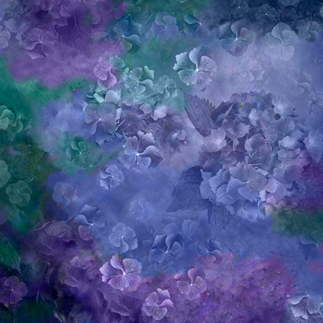 Hydrangea Blooms Quilt Fabric - Hydrangea Texture in Blue - 1649 29561 W