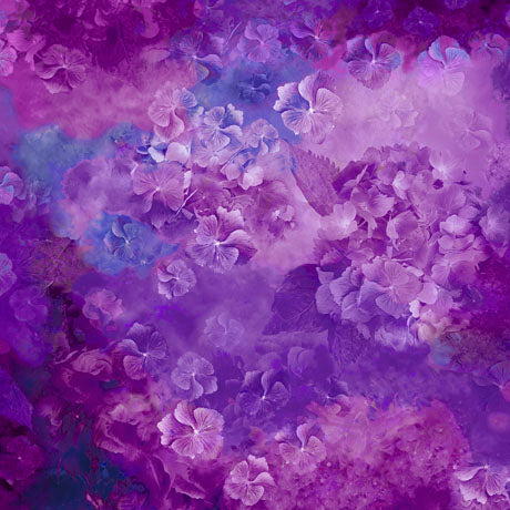 Hydrangea Blooms Quilt Fabric - Hydrangea Texture in Purple - 1649 29561 V